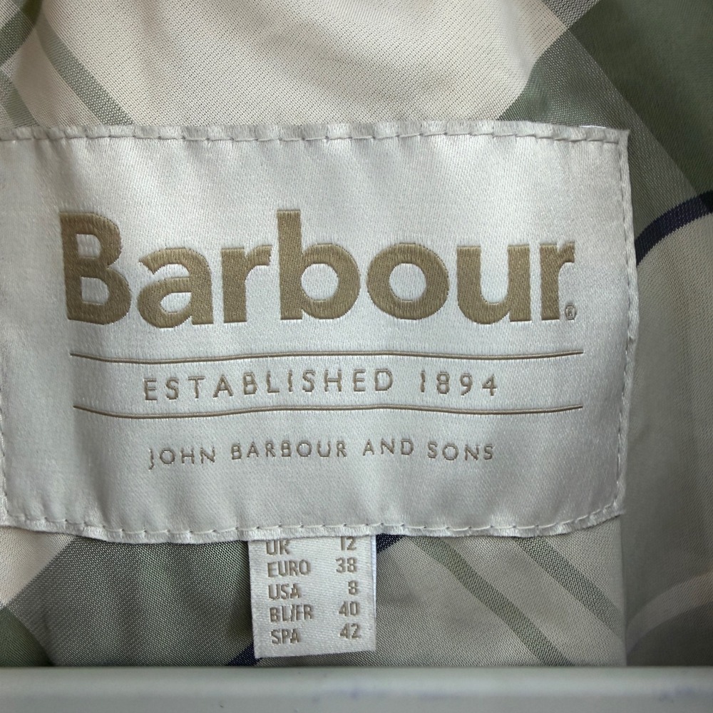 Barbour Garbo Showerproof Trench Coat Womens Size 8 Beige New Long Belted Jacket - Picture 4 of 12